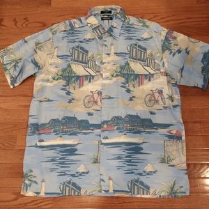 EUC Nautica Beach Town Hawaiian Button Down Shirt